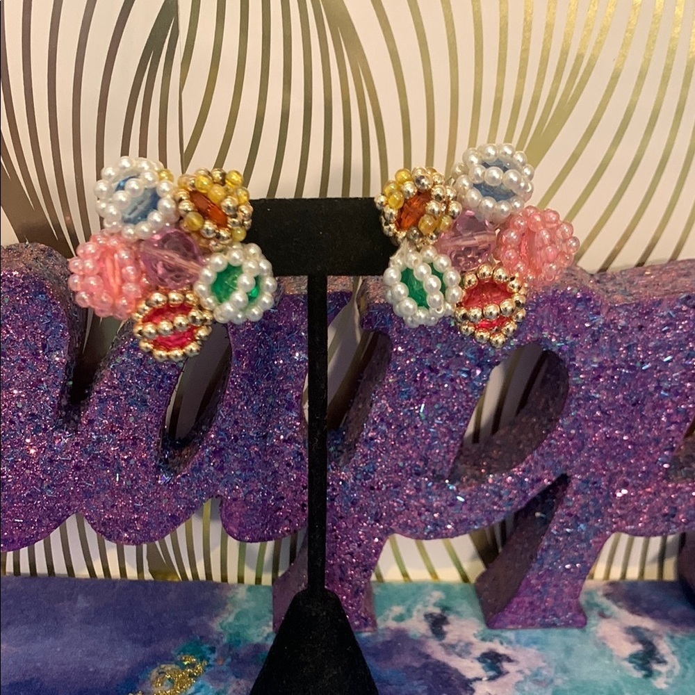 Vintage Colorful Beaded Earrings